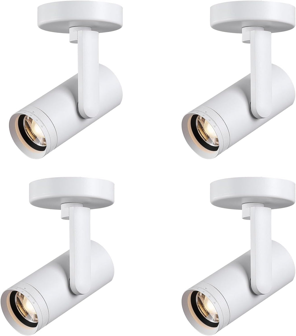 12W LED Dimmable Zoomable Ceiling Spotlight Indoor – Adjustable Surface Mount Accent Light for Home Corridor, Picture, Plants & Artwork | Warm White 3000K CRI 97, White 4 Packs