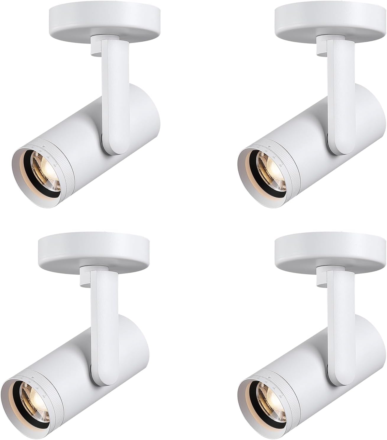 12W LED Dimmable Zoomable Ceiling Spotlight Indoor – Adjustable Surface Mount Accent Light for Home Corridor, Picture, Plants & Artwork | Warm White 3000K CRI 97, White 4 Packs