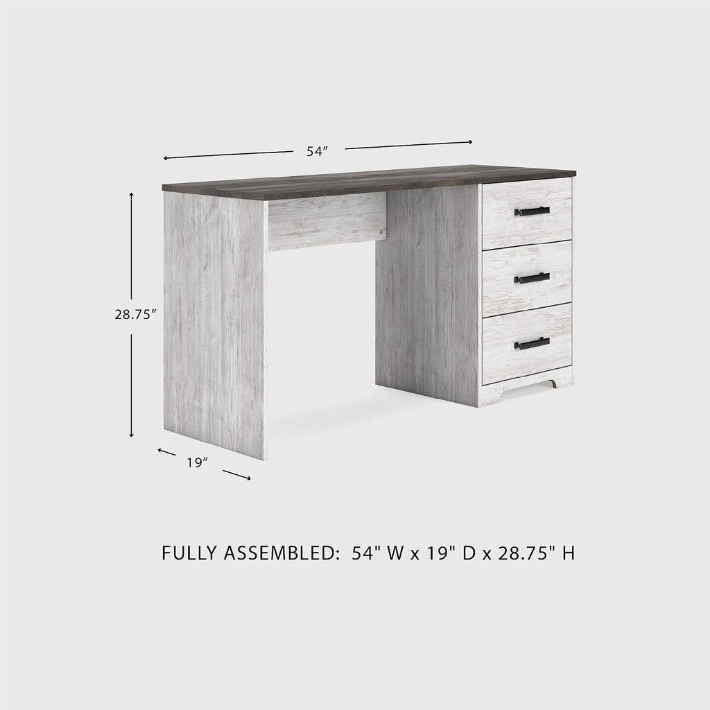Signature Design by Ashley Shawburn Farmhouse 3-Drawer 54' Home Office Desk, White & Gray