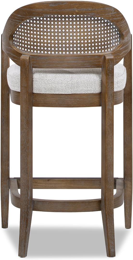 Jennifer Taylor Home Americana Mid-Century Modern 26' Cane Back Counter Stool, Two-Tone Neutral Gray Polyester Wool Blend