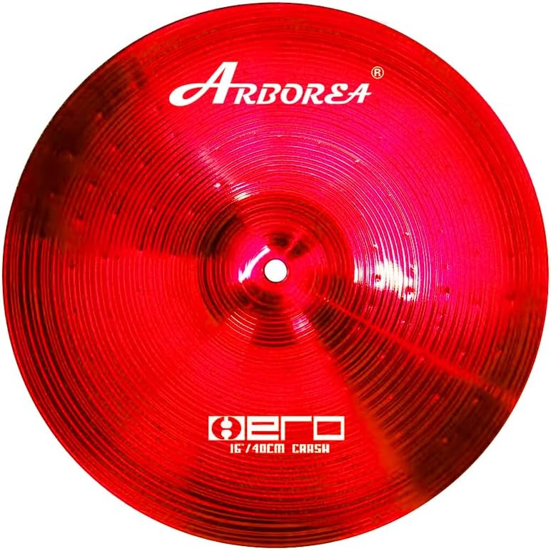 Arborea Cymbal Set for Drummer 7 pcs Red Hero Series Include 14'Hihats 16'Crash 20'Ride Bonus 10' Splash 16'Ozone Stacker 18' China Cymbal Plus Bag
