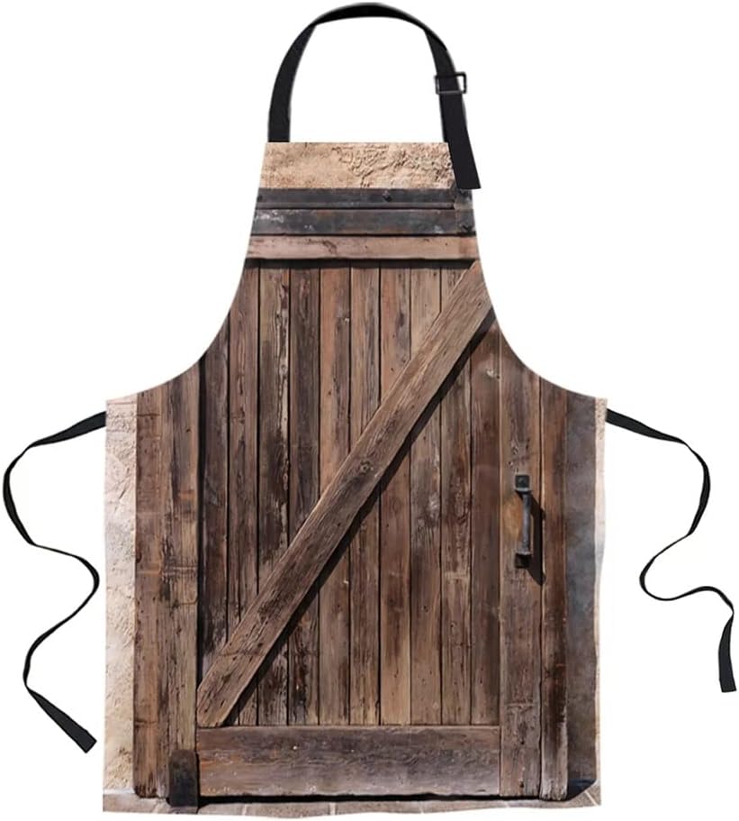 Old Wooden Doors Aprons for Women Men Kid Cooking Baking Apron Kitchen Utility Equipment Accessories