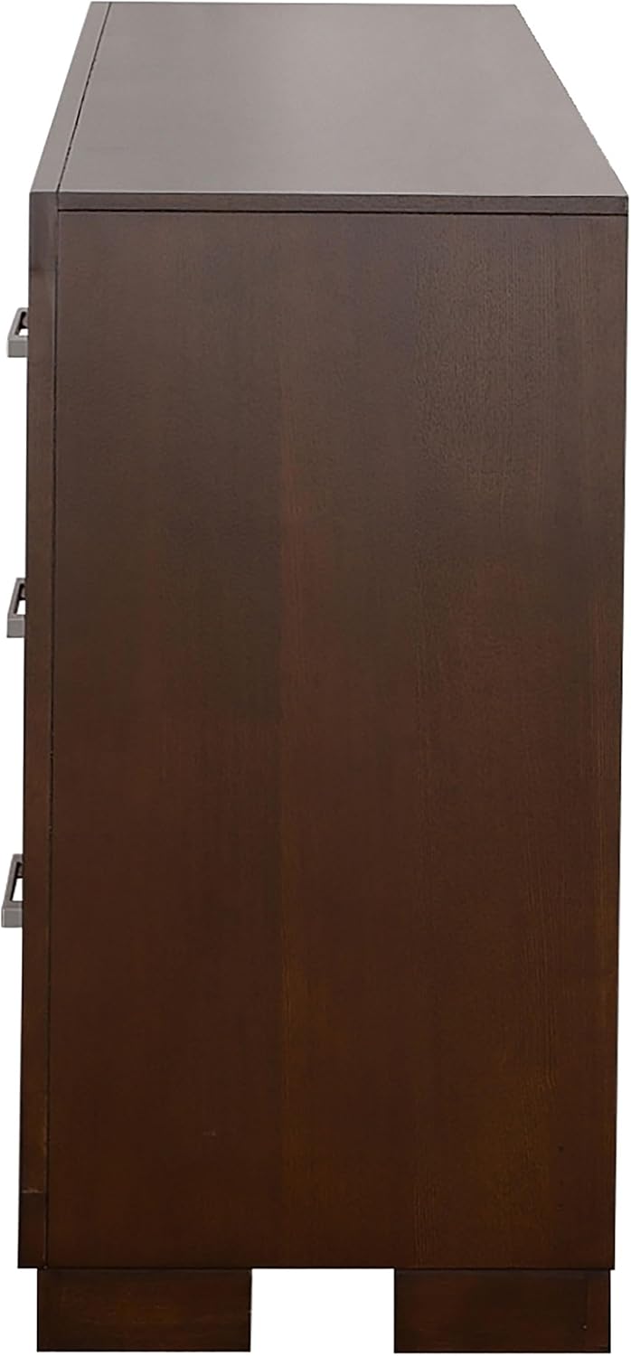 Coaster Home Furnishings Jessica Contemporary 64-inch 6-Drawer Bedroom Dresser Clothing Storage Cabinet Wide Chest of Drawers Organizer Unit Cappuccino 200713