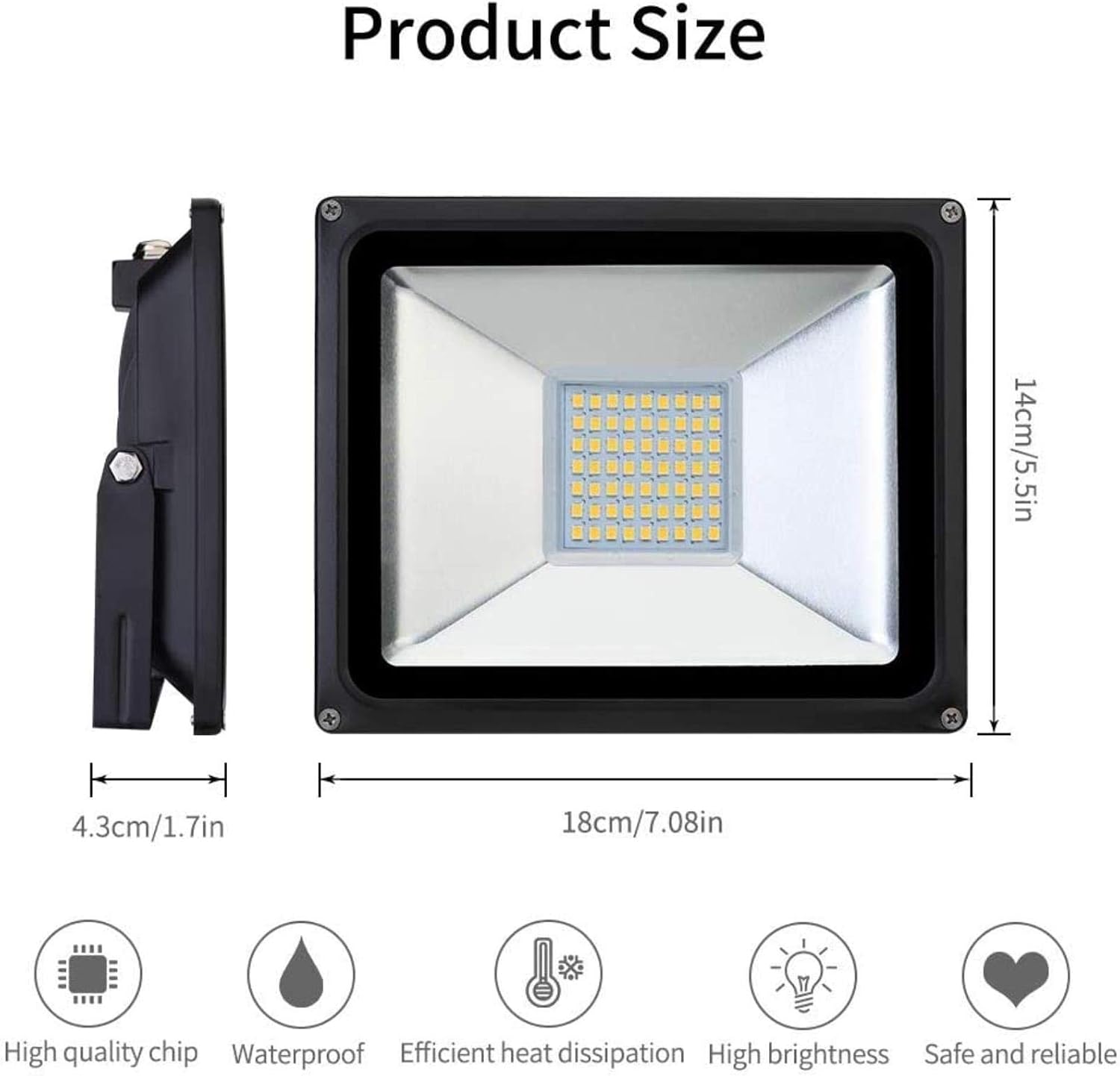 Solar Flood Lights LED Outdoor Floodlight,50W Waterproof Ip65,4000Lm,Warm White, Bright Security Spotlight for Garden, Square, Billboard