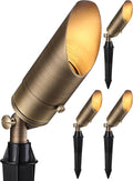 LEONLITE Adjustable Solid Cast Brass Landscape Spotlights, Low Voltage Landscape Light, 12V Directional Uplights for Tree, Work with MR16 Bulb, (Not Included), IP65, 7.17' Tall, Bronze, Pack of 4