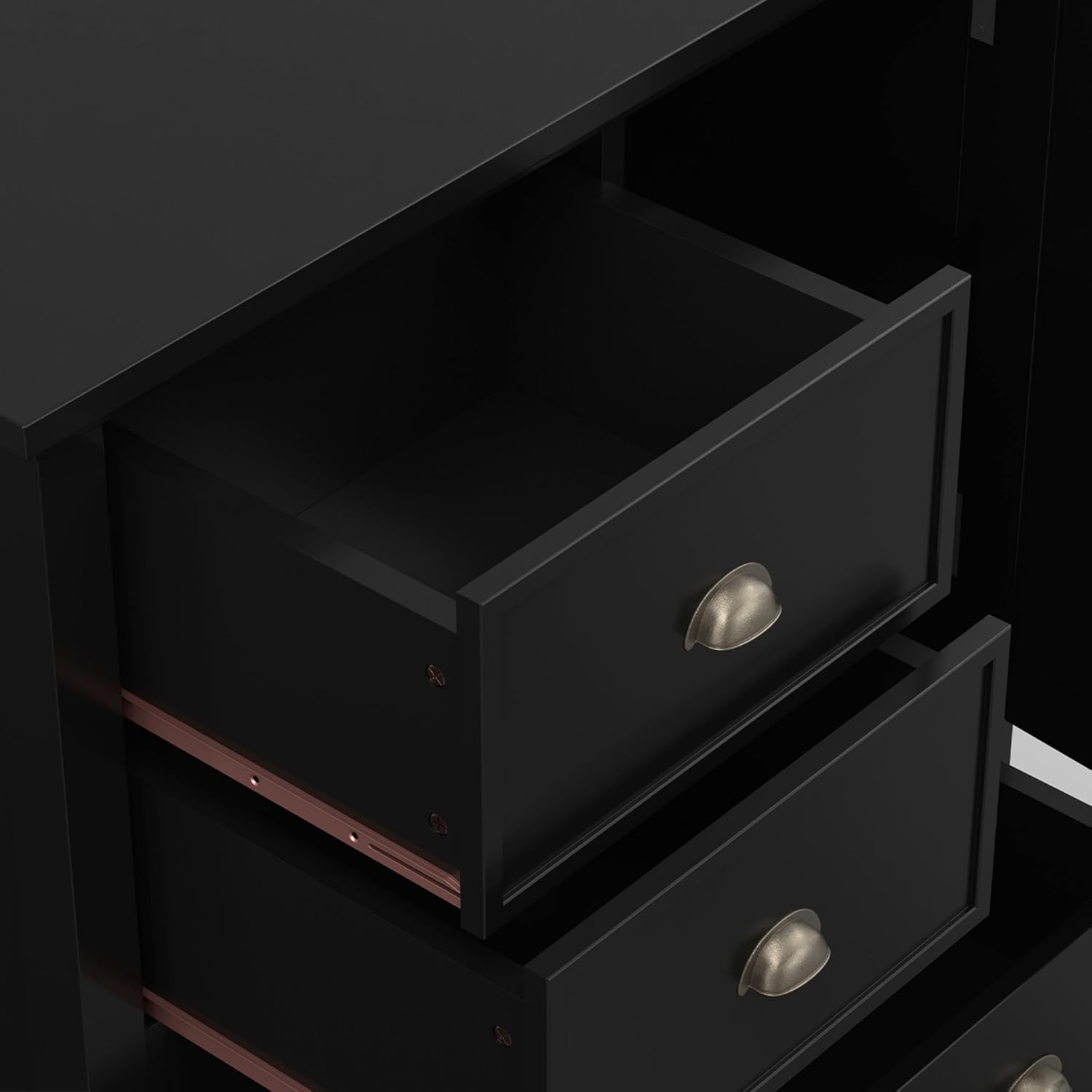 SIMPLIHOME Redmond Storage Cabinet - 39 inch Wide Solid Wood Medium Storage Cabinet in Black, Transitional Accent Cabinet for Entryway or Living Room with 4 Drawers and Cabinet Storage