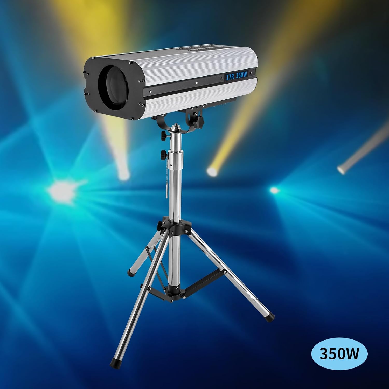 350W Stage Spotlight, Follow Spot Light Manual Control Spotlight Stage Light with Tripod Bracket, Adjustable Aperture DJ Wash Light, Muticolor Manual Control Light for Party Disco Wedding Event
