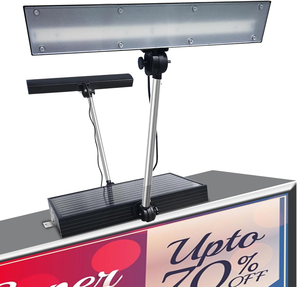Solar Sign Lights Outdoor, 420 led 2600 Lumen Solar Sign Light, 12000 mAh Billboard Lighting for Bussiness, Real Estate, Shop, Bus Stop, HOA, Highway Signs, Commercial, Black