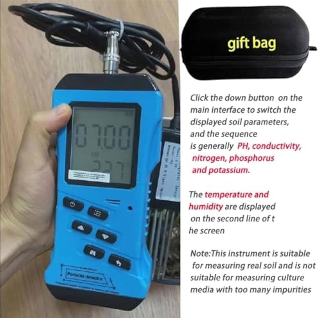 7-in-1 Soil Tester Kit - pH, Moisture, Nutrient, Conductivity, Phosphorus, Potassium, NPK - Accurate Gardening & Farming Soil Health Meter, Easy to Use, Essential for Plant Care