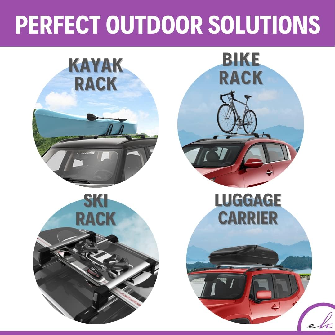 ERKUL Roof Rack Cross Bars for BMW X1 U11 2023-2026 | Anti-Theft Lock Aluminum Crossbars for Rooftop, Cargo Carrier, Luggage, Kayak, Canoe, Bike | Black