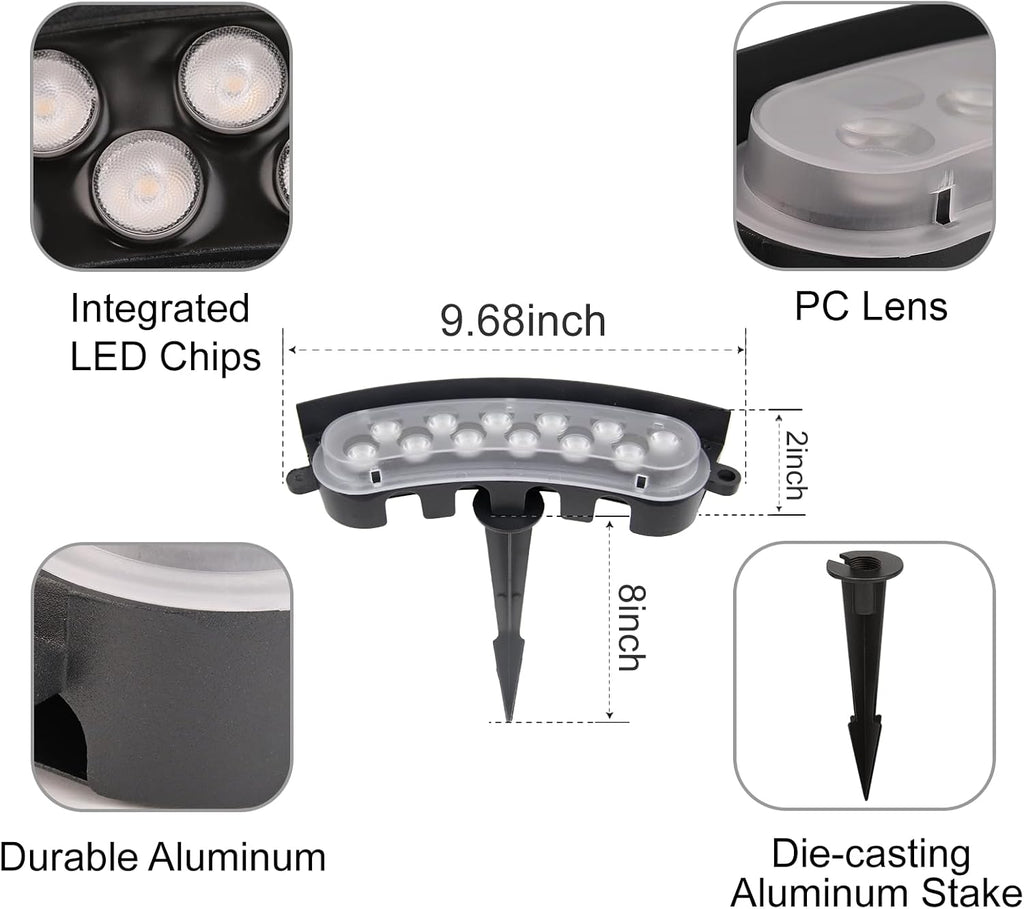 Green Color Flood Lights Low Voltage, 9W 12V LED Hard Wired Landscape Flood Wall Washer Lights Outdoor Waterproof for Uplighting Tree House, Super Bright, Aluminum, Black, 6Pack