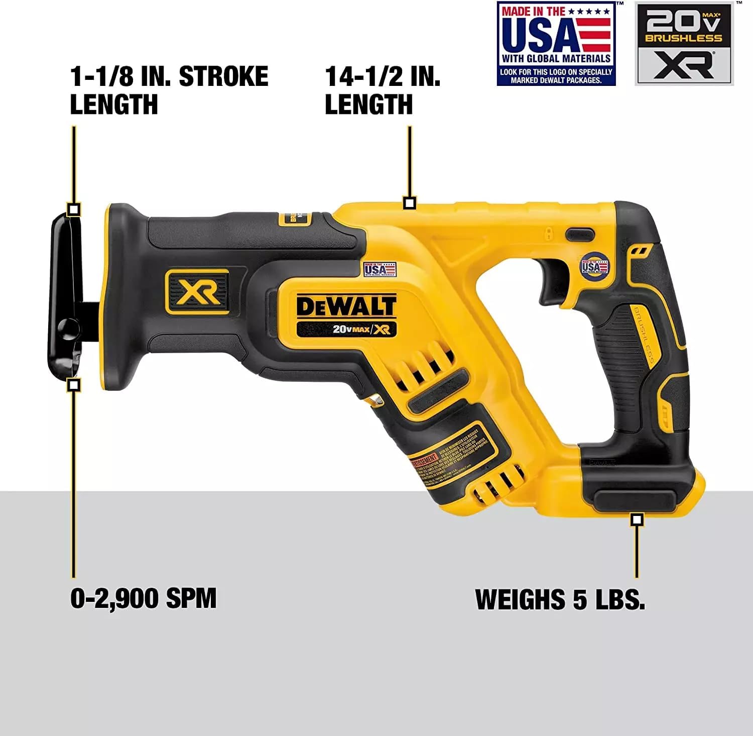 DCS380B 20V MAX Cordless Reciprocating Saw (Tool Only)