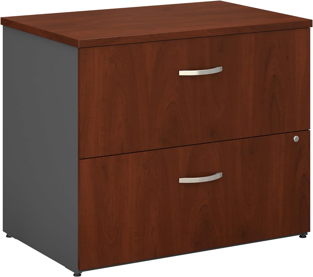 Bush Business Furniture Series C 2 Drawer Lateral File Cabinet in Hansen Cherry, Locking Document Storage for Home or Professional Office