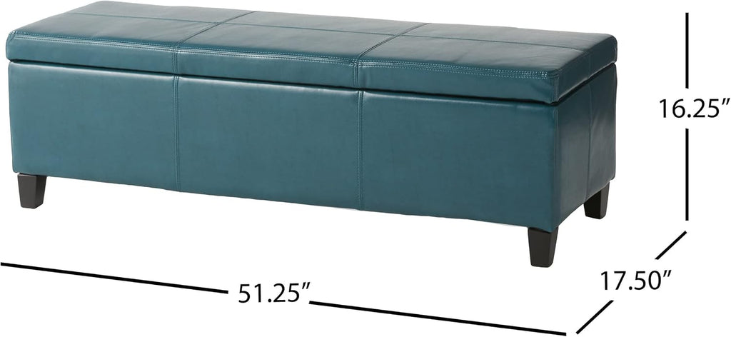 Christopher Knight Home Glouster PU Storage Ottoman, Teal 17. 50D x 51. 25W x 16. 25H