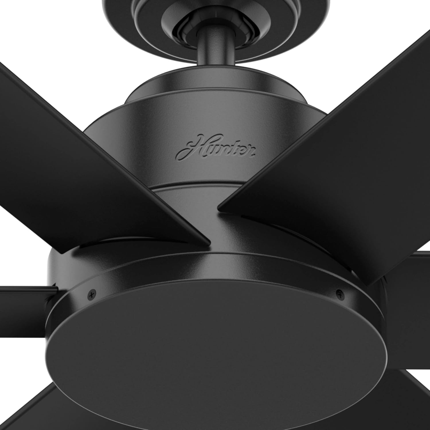 Hunter 44 inch Outdoor or Indoor Ceiling Fan No Light - Black Ceiling Fan without Light, For Patio, Porch, Garage, or Living Room, Standard Mount, 6 Blades, Wall Control - Kennicott 59613, Matte Black