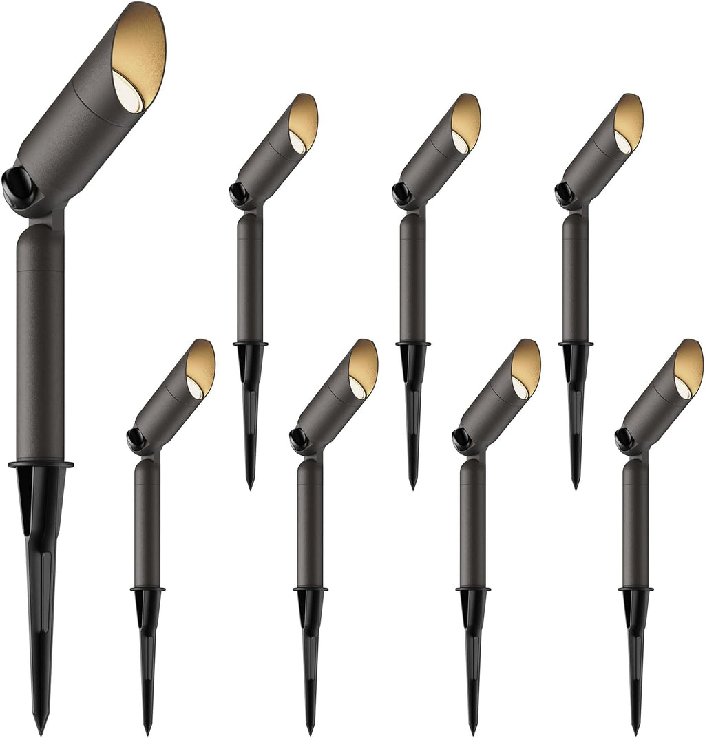 GOODSMANN Landscape Lighting 12V AC Spotlights 8PK 3W LED Landscape Lights 100 Lumens Spot Light MR11 Replaceable Bulb 2900K Tree Lights Garden Up Light Hardwired Lighting Cable Connectors