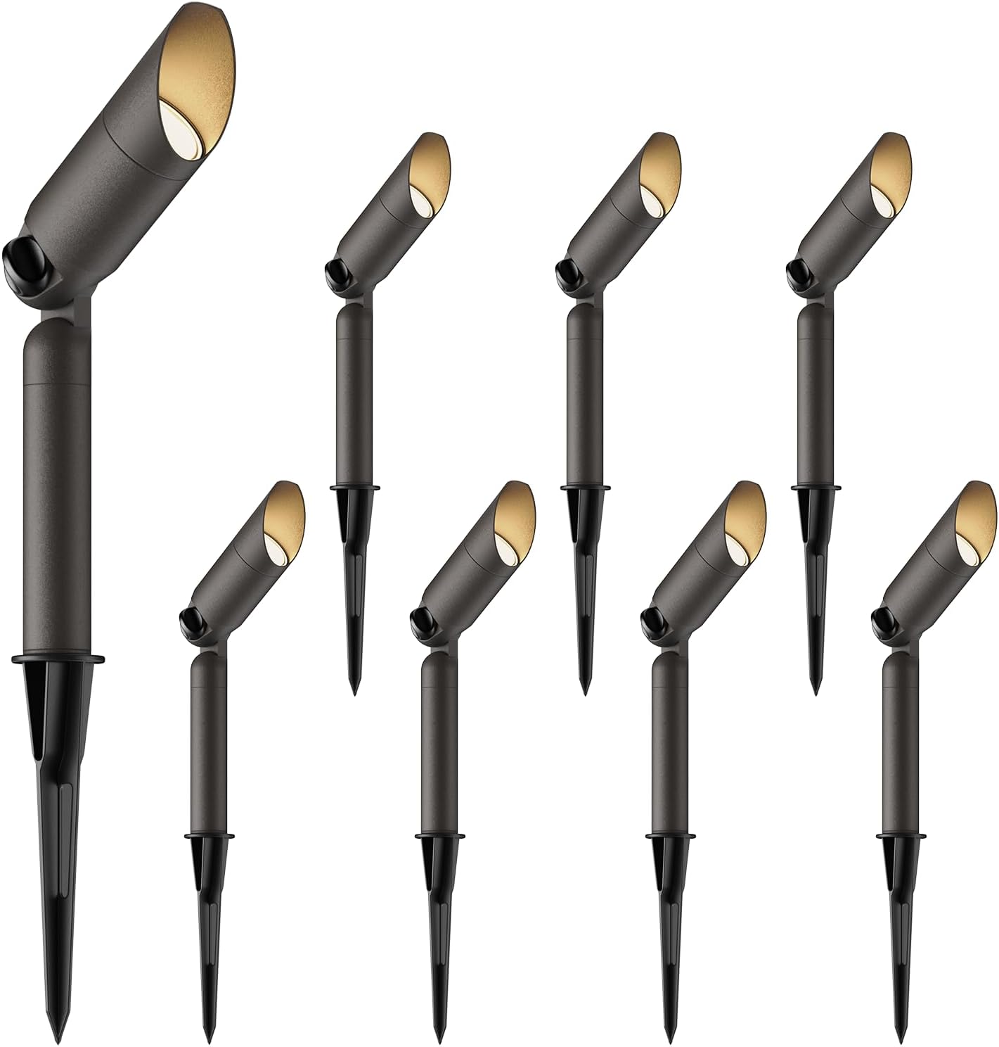 GOODSMANN Landscape Lighting 12V AC Spotlights 8PK 3W LED Landscape Lights 100 Lumens Spot Light MR11 Replaceable Bulb 2900K Tree Lights Garden Up Light Hardwired Lighting Cable Connectors