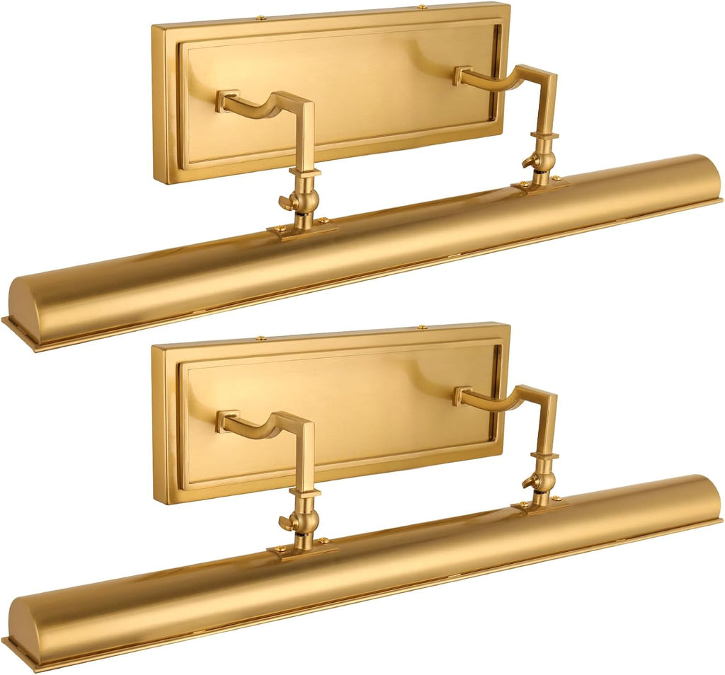 BELS Picture Light for Wall, 24 Inch Gold Wall Light Hardwire, Warm Light 2700K, 270° Rotatable, E12 Base, 3-Light Picture Frame Lights for Painting, Living Room, Bedroom, 2 Pack