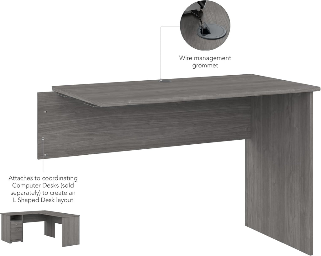 Bush Home Cabot 42W Shell Desk Return in Modern Gray