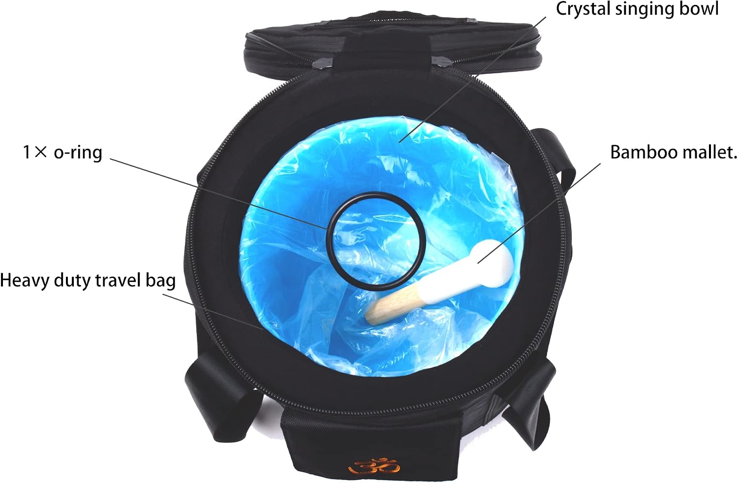 FMTY 10inch Crystal Singing Bowl Indigo A Note 3rd Eye charka with soft carrying case and Singing Mindfulness, Yoga, Spiritual and Body Healing and Energy Cleansing