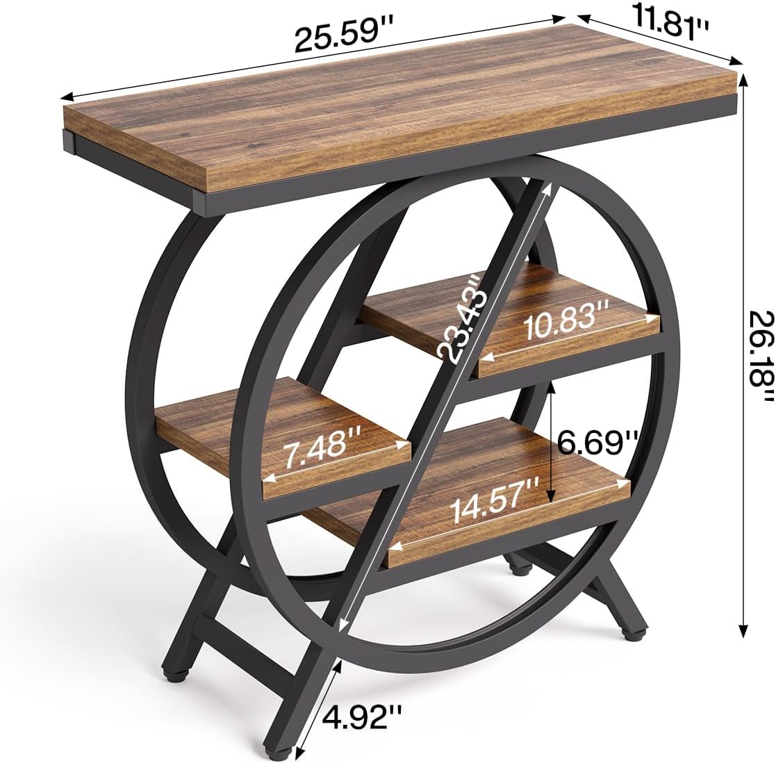 LITTLE TREE End Table, Set of 2 Narrow Side Table with 4-Tier Large Storage Space, Modern Bedside Table for Living Room, Home Office, Bedroom, Brown