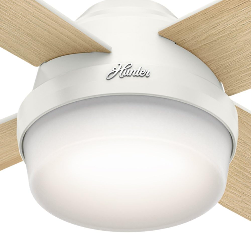 Hunter Fan 52in Fresh White Contemporary Ceiling Fan with LED Light Kit and Remote Control (Renewed)