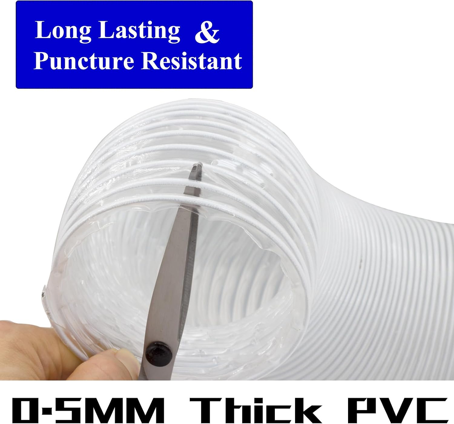 JUYO VONSAN 8 Inches Dust Collection Hose 10ft Flex Heavy Duty 8 In Clear PVC Dust Debris Collector Hose With Connector and Clamps (8'' X 10ft)