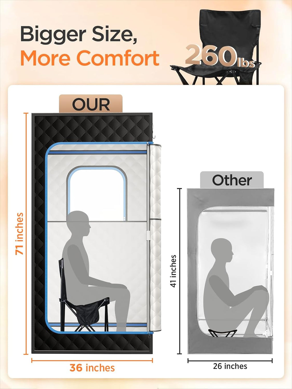 Portable Steam Sauna for Home |Personal 71' Full Body Sauna Tent with 1200W 3L Steamer, 15 Levels, Remote & Chair | Moist Heat for Relaxation, Workout Recovery & Stress Relief – VOC-Free
