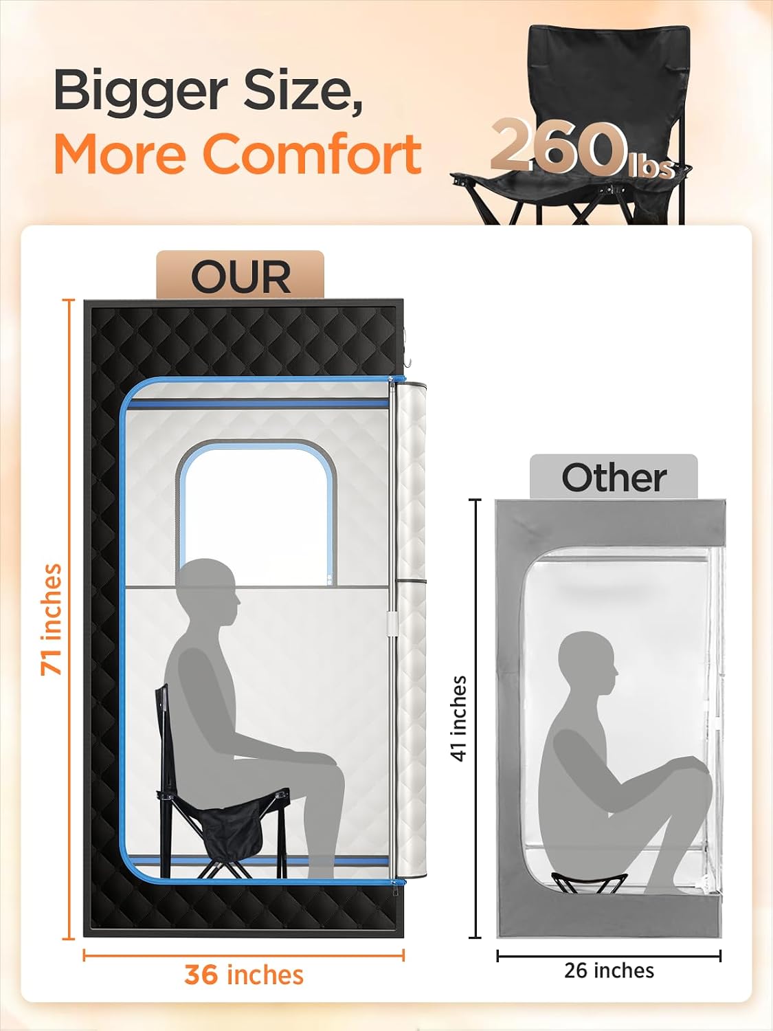 Portable Steam Sauna for Home |Personal 71' Full Body Sauna Tent with 1200W 3L Steamer, 15 Levels, Remote & Chair | Moist Heat for Relaxation, Workout Recovery & Stress Relief – VOC-Free