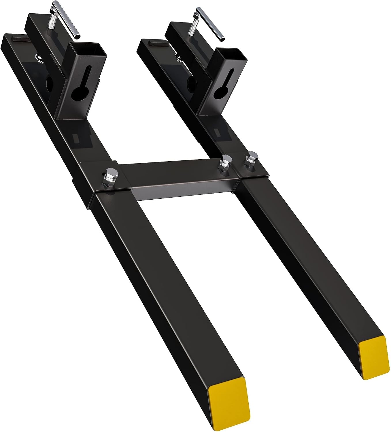 60' 2000LB Pallet Forks with Adjustable Stabilizer Bar, 17' to 33' W and 3/8' Tractor Bucket Hooks, Heavy Duty Front Loader Forks for Skid Steer, Clamp On Tractor Bucket Forks,Loader Bucket