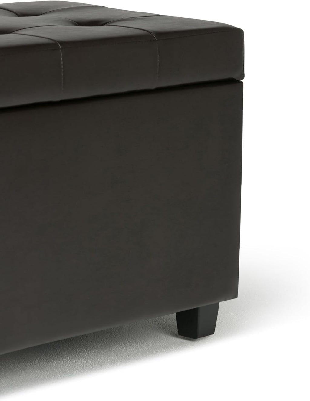SIMPLIHOME Cosmopolitan Storage Ottoman - 34 inch Wide Upholstered Vegan Leather Rectangle Storage Ottoman Bench in Tanners Brown, Transitional Tufted Ottoman for Living Room with Lift-Up Lid
