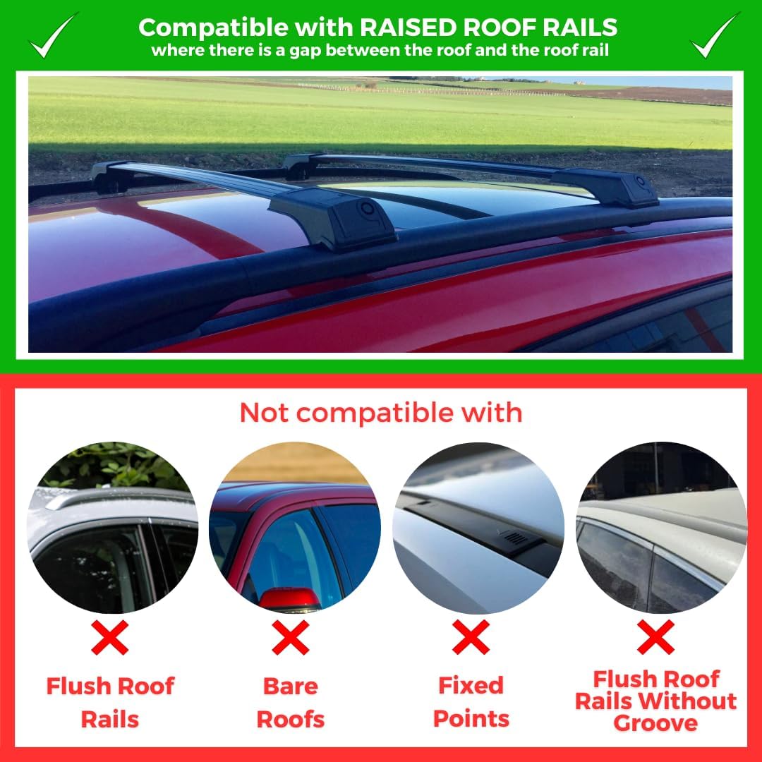 ERKUL Roof Rack Cross Bars for BMW X7 G07 2019-2026 | Aluminum Crossbars with Anti Theft Lock for Rooftop | Compatible with Raised Rails - Black