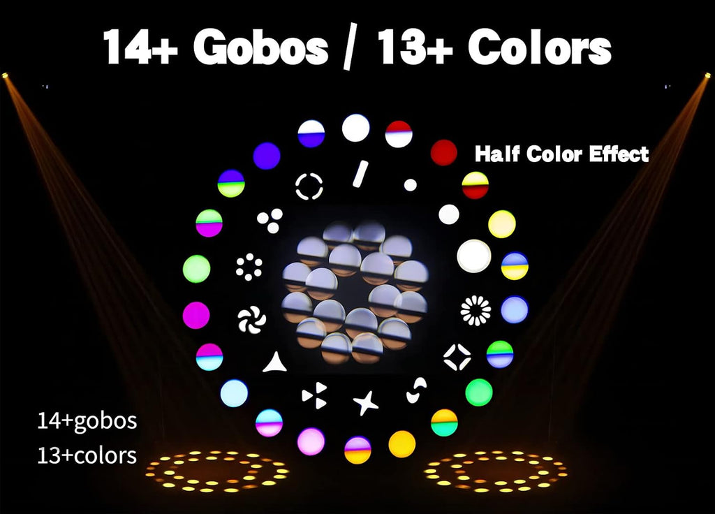 SHEHDS Moving Head Lights LED 150W Beam Effect 2.2° Beam Angle Spotlights 13 Colors 14 Gobos 8+18 Facet Prism DMX512 Large Aperture Lens DJ Stage Light for Holiday Dance Party