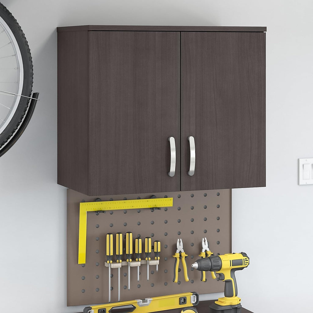Bush Business Furniture Universal Wall Cabinet with Doors and Shelves in Storm Gray, Versatile Home Organizer, Office Storage Unit and Adjustable Shelving