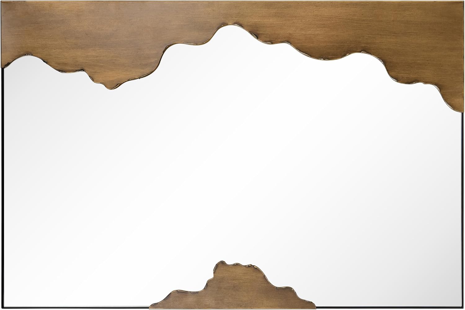 Empire Art Direct Antique Gold Edge Tear Rectangular Wall Mirror Featuring a Brushed Antique Iron Frame with Unique Edge Tear Design Accent, Ready to Hang, Living Room, Bedroom & Office