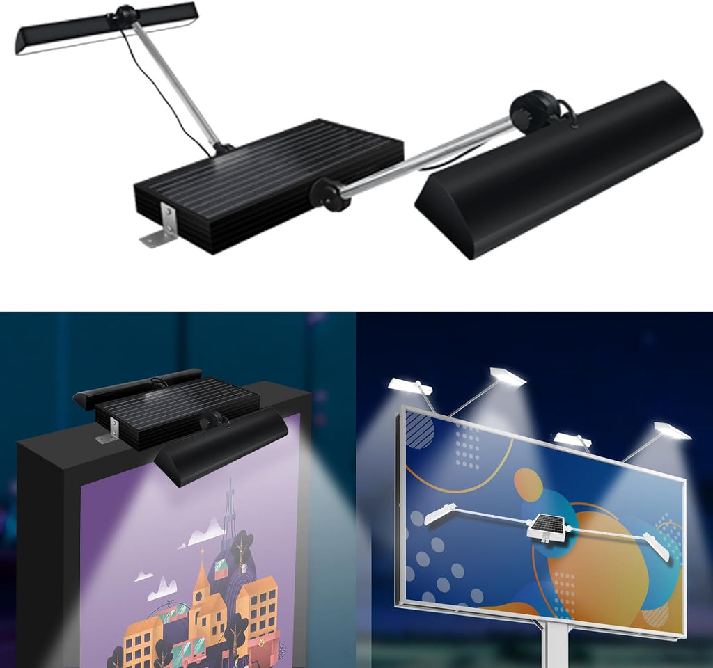 Solar Sign Lights Outdoor, 420 led 2600 Lumen Solar Sign Light, 12000 mAh Billboard Lighting for Bussiness, Real Estate, Shop, Bus Stop, HOA, Highway Signs, Commercial, Black