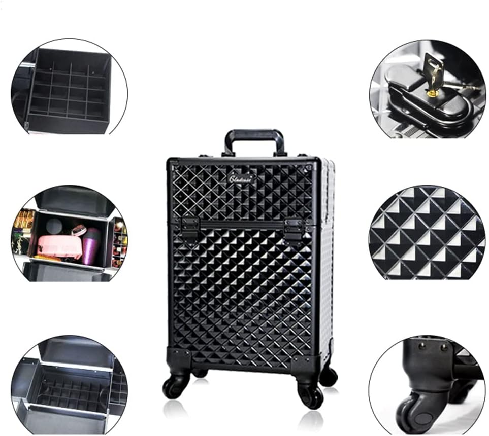 Multifunctional Large Capacity Wheeled Suitcase Ladies Trolley Cosmetic Case Travel Bag Rolling Luggage
