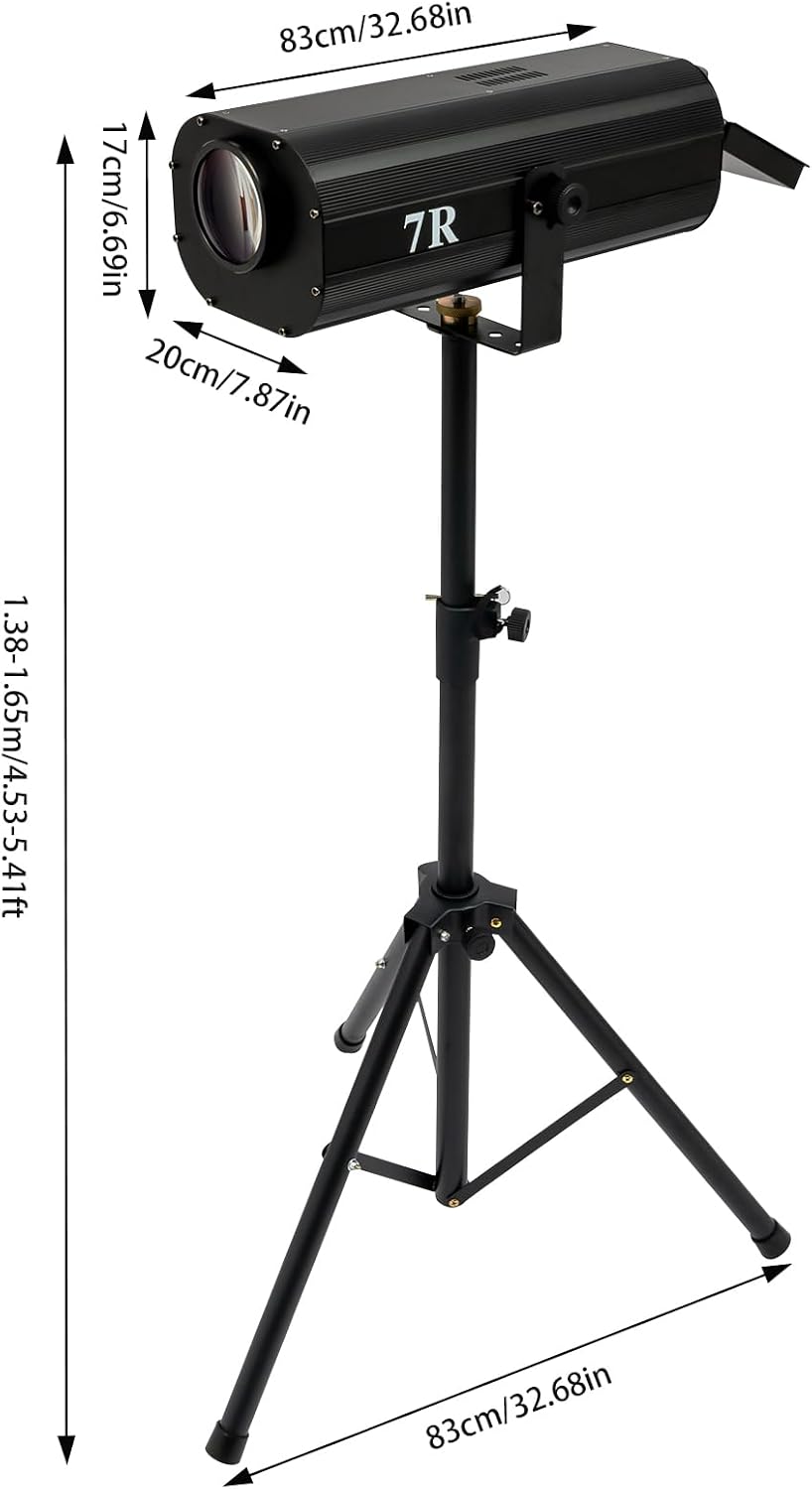 CNCEST 230W LED Stage Spotlight LED Follow Stage Light with Stand for Party Disco Wedding,Adjustable Aperture,4.53-5.41FT Height 5 Colors(230, Watts)