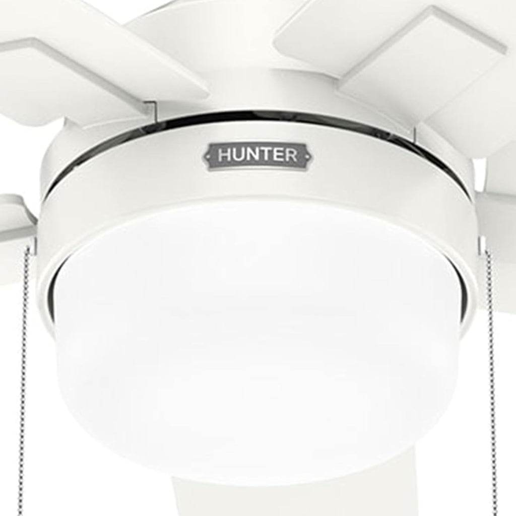 Hunter Fan 44 inch Fresh White Indoor Ceiling Fan with Light and Pull Chain for Bedroom, Living Room, Office, Basement, Kitchen (Renewed)