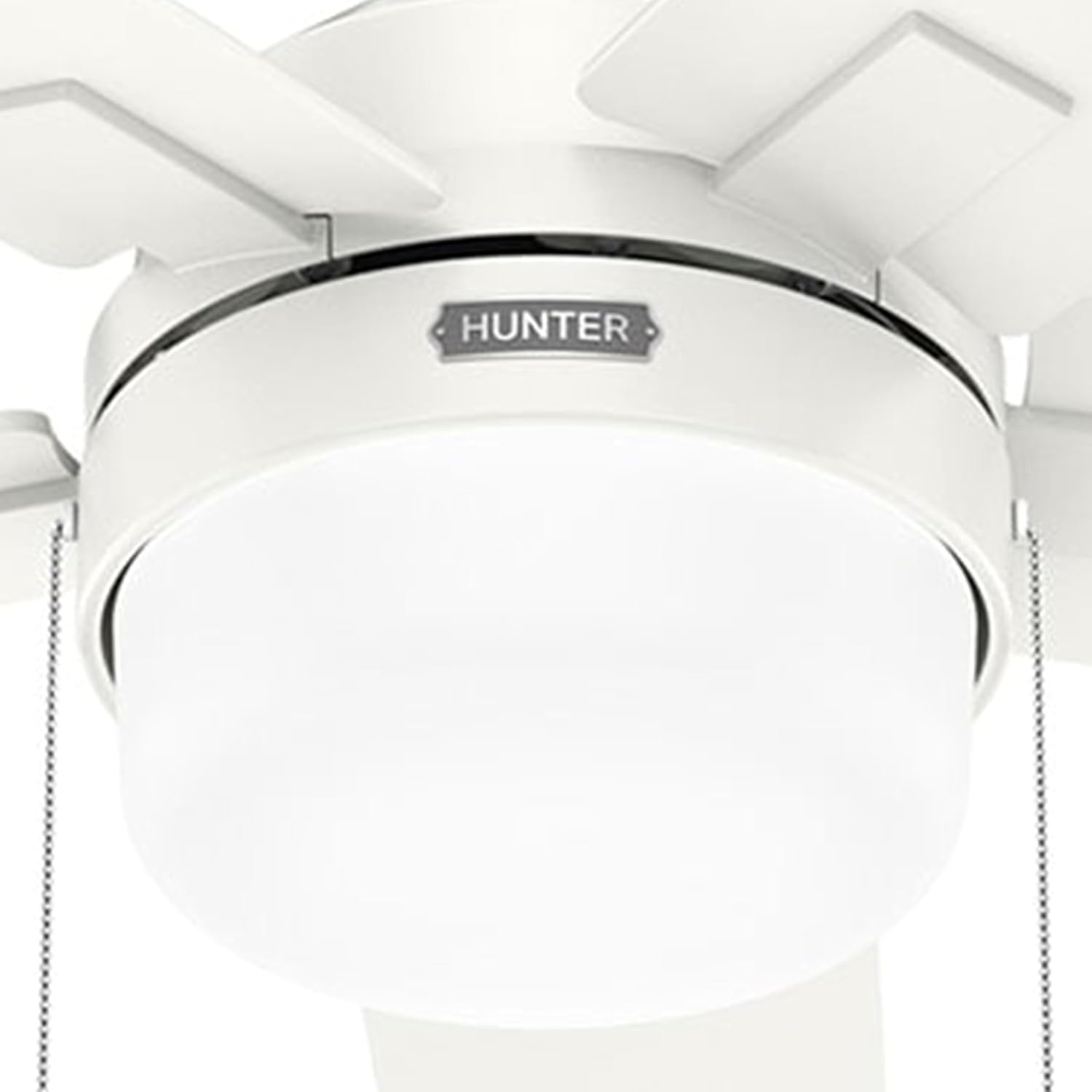 Hunter Fan 44 inch Fresh White Indoor Ceiling Fan with Light and Pull Chain for Bedroom, Living Room, Office, Basement, Kitchen (Renewed)