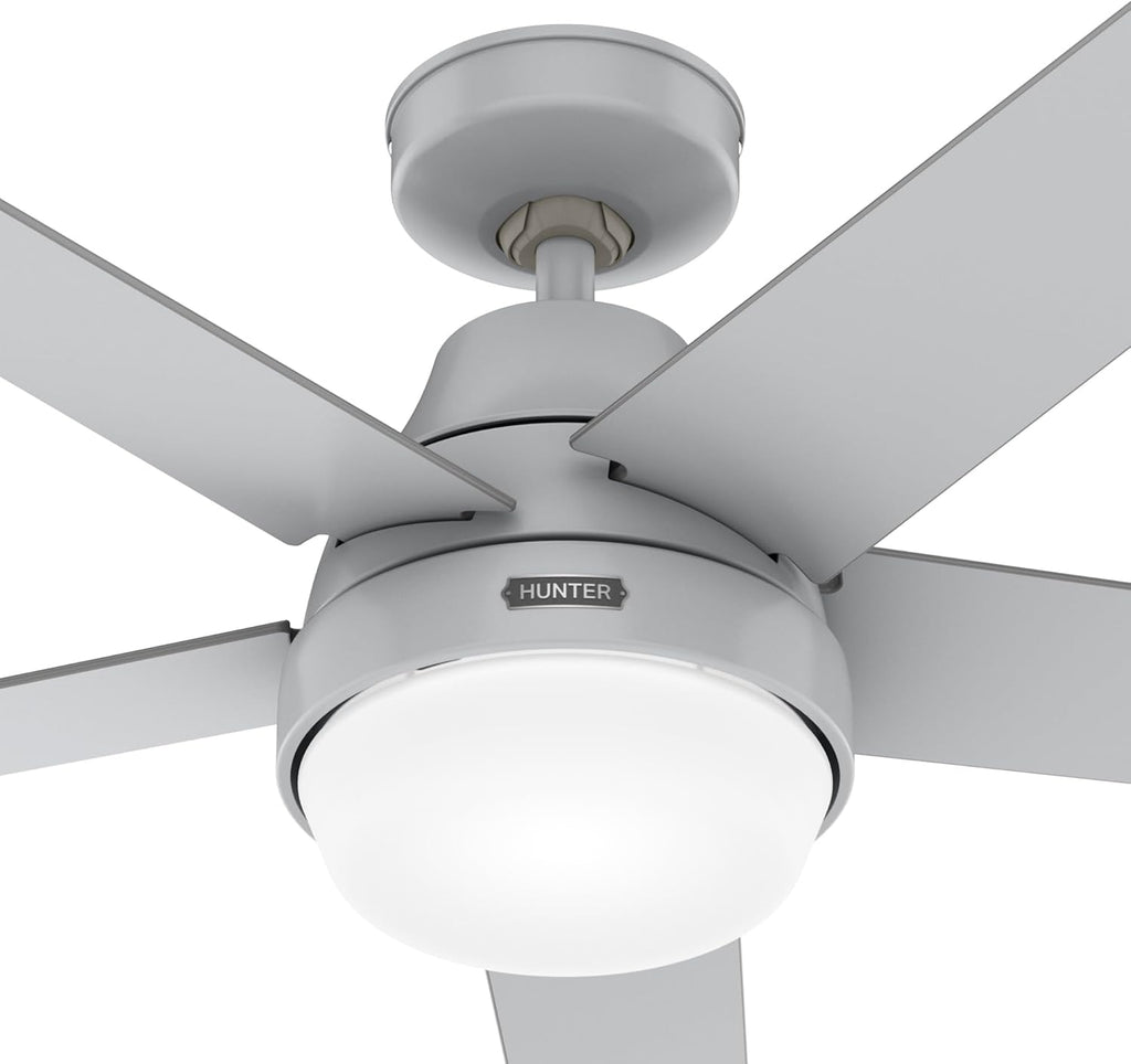 Hunter Fan 52 inch Indoor Ceiling Fan with Lights and Remote, Grey Ceiling Fan with 5 Blades for Bedroom, Living Room, Office, Kitchen (Renewed)