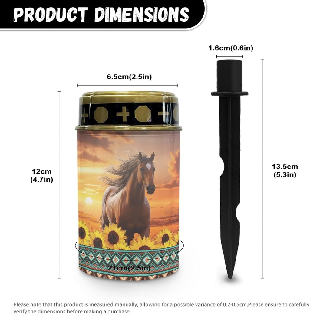 Western Aztec Horse Solar Light for Garden Yard,Horse Solar Pathway Lights Outdoor Waterproof Landscape Lighting Solar Lantern Flameless Warm White Lights Sunflower