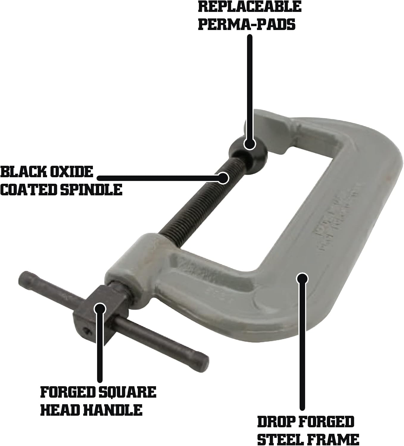 Wilton Brute Force C-Clamp, 2-15/16' Opening, 2' Throat, 8750 Lbs. Clamping Force (Model 103)