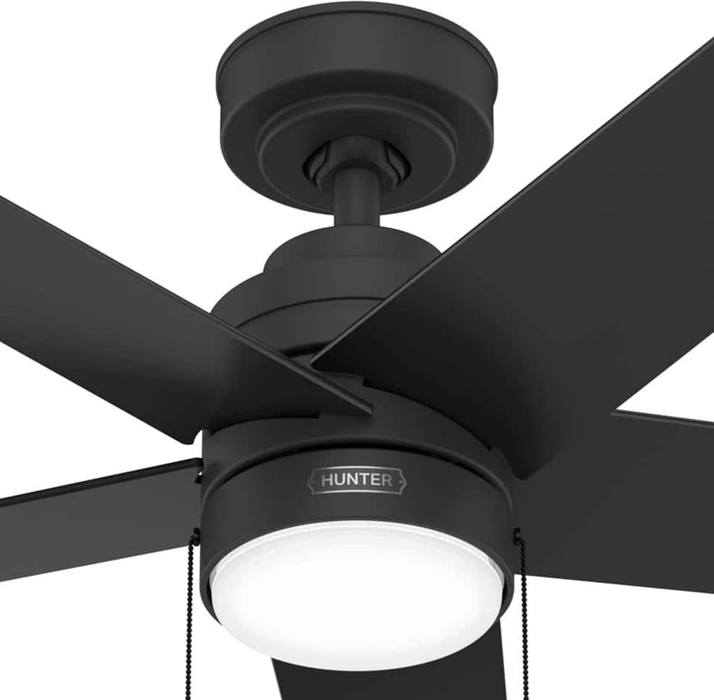 Hunter Fan 44 inch Matte Black Indoor Ceiling Fan with Light and Pull Chain for Bedroom, Living Room, Office, Basement, Kitchen, CC5C26C30 (Renewed)