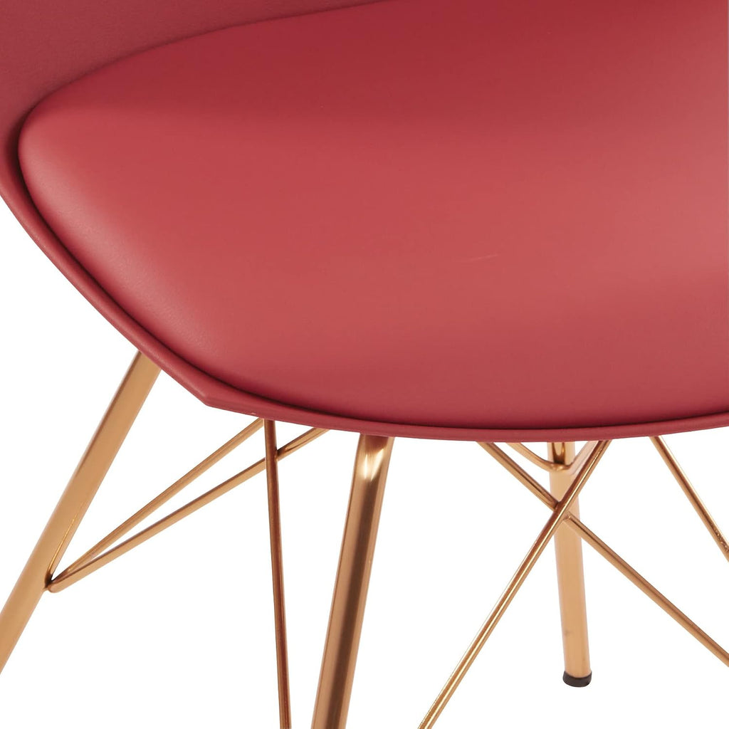 OSP Home Furnishings Oakley Mid-Century Modern Bucket Dining Chair with Faux Leather Padded Seat, Desert Rose