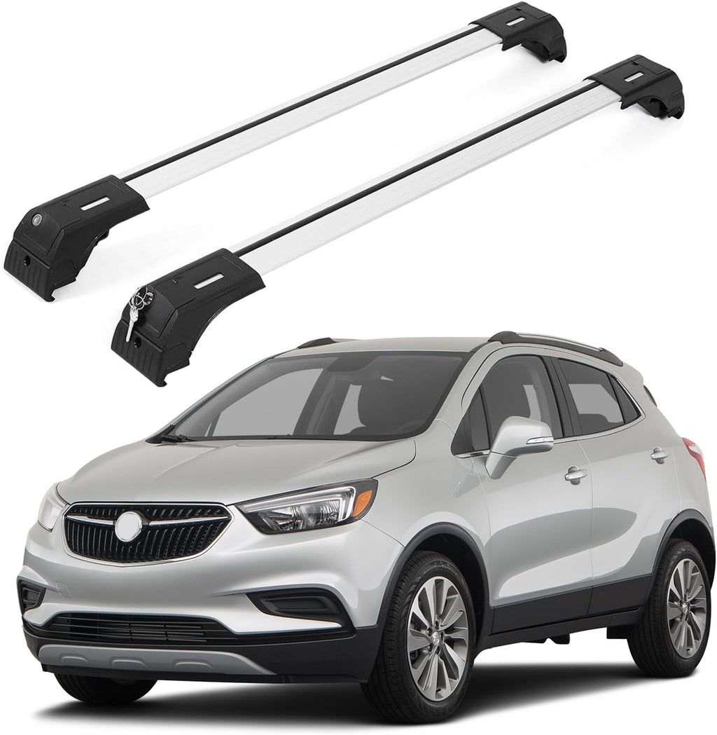 ERKUL Roof Rack Cross Bars for Buick Encore 2013-2022 | Aluminum Crossbars with Anti Theft Lock for Rooftop | Compatible with Flush Rails - Silver