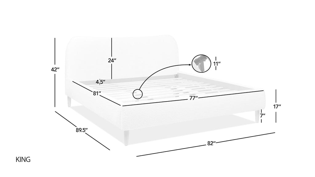 Jennifer Taylor Home Roman Curved Headboard Upholstered Platform Bed, King, Oatmeal Light Beige Chenille