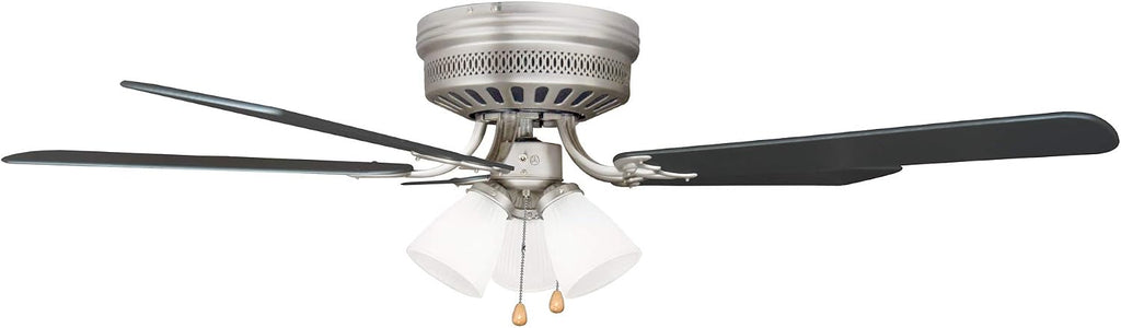 Design House Millbridge 52-Inch Hugger Ceiling Fan with LED Light Kit, 5 Reversible Blades, 3-Speed, Satin Nickel – Design House, 157388-SN