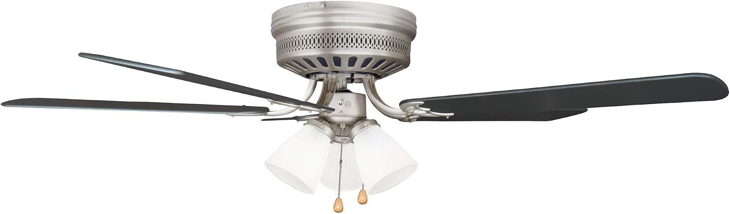 Design House Millbridge 52-Inch Hugger Ceiling Fan with LED Light Kit, 5 Reversible Blades, 3-Speed, Satin Nickel – Design House, 157388-SN