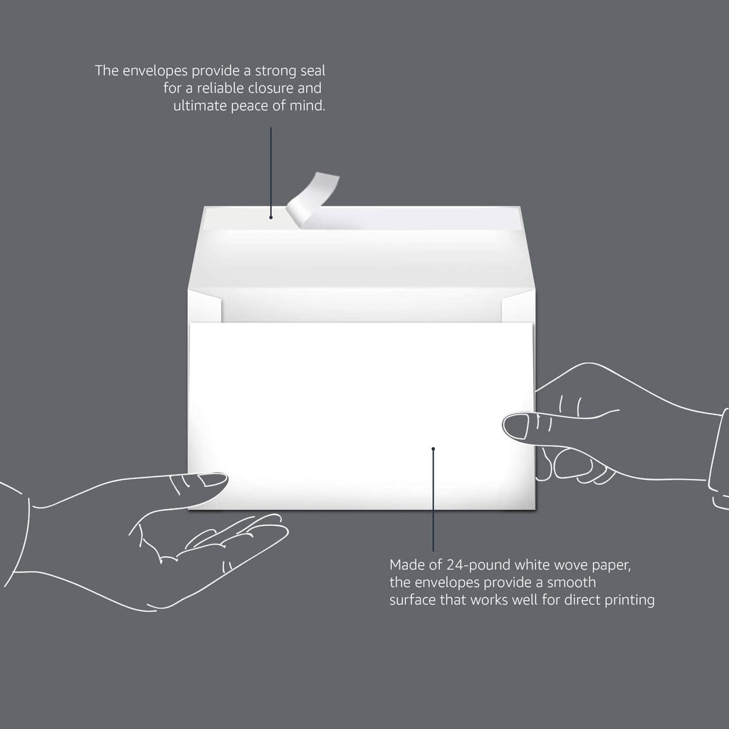 Amazon Basics A9 Blank Invitation Mailing Envelopes,Peel & Seal,No Licking,5-3/4 x 8-3/4 Inches,White,(Pack of 1000)